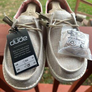 HEY DUDE WENDY CHAMBRAY WHITE NUT 7
